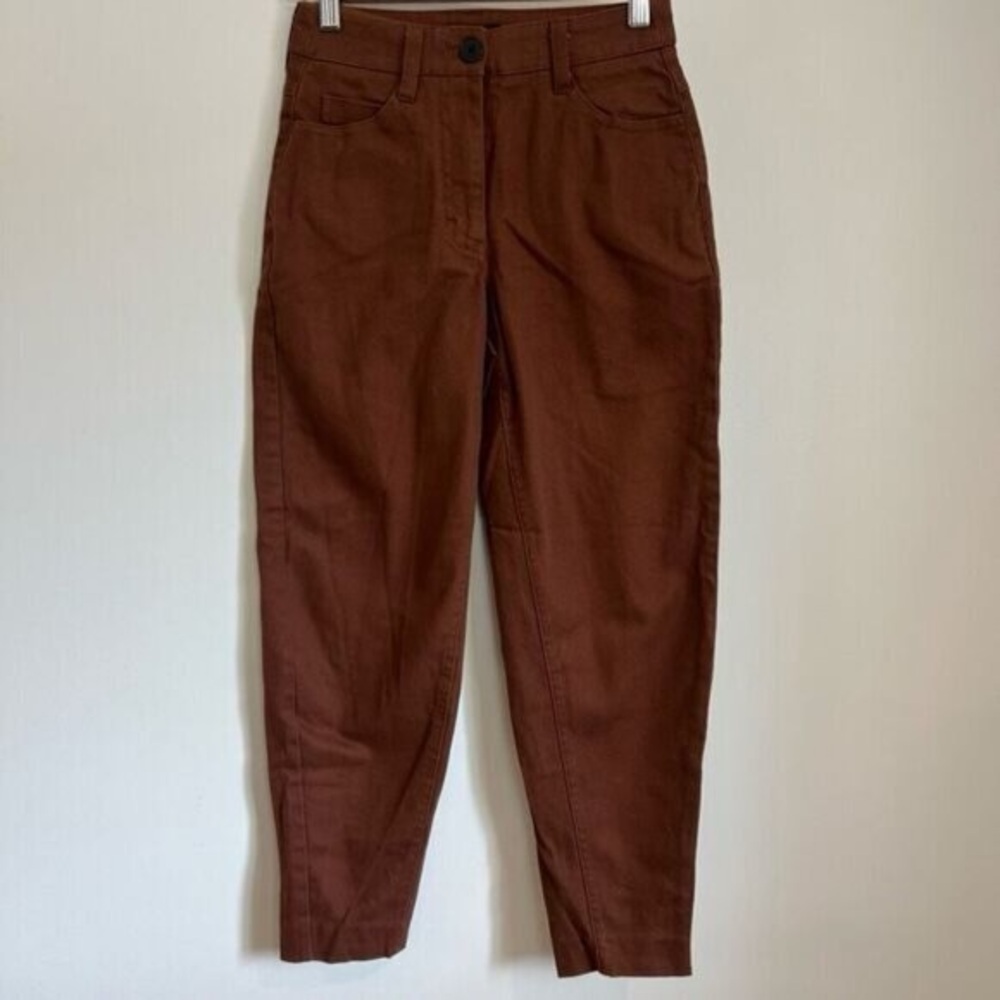 Frank and Oak Amelia Pants Vintage Fit Womens 00 Brown Balloon Pockets Retro